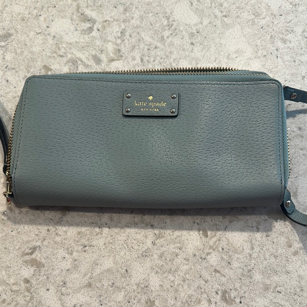 Kate Spade Robbins Egg Pebbled Leather Zip Around Wristlet